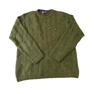Chaps Ralph Lauren Size Large Sweater, Green Pullover 100% Cotton